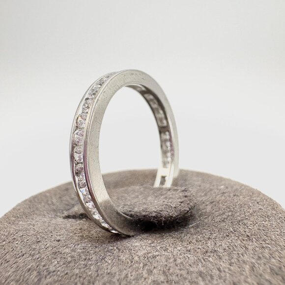 VTG Sterling Silver 925 Cubic Zirconia Channel Set Statement Ring Size 6.5 - Picture 3 of 8